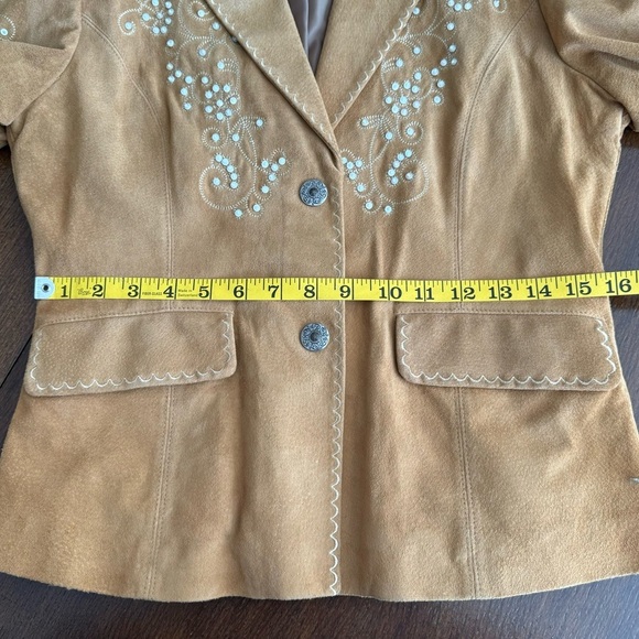 Cripple Creek Western Suede Leather Beaded Blazer Jacket Size Small - Picture 15 of 16